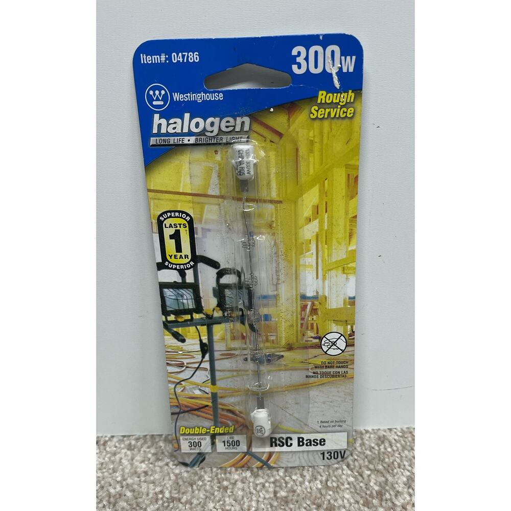 WESTINGHOUSE 300 Watt T3 Double-Ended Rough‎ Service Light Bulb 04786 New